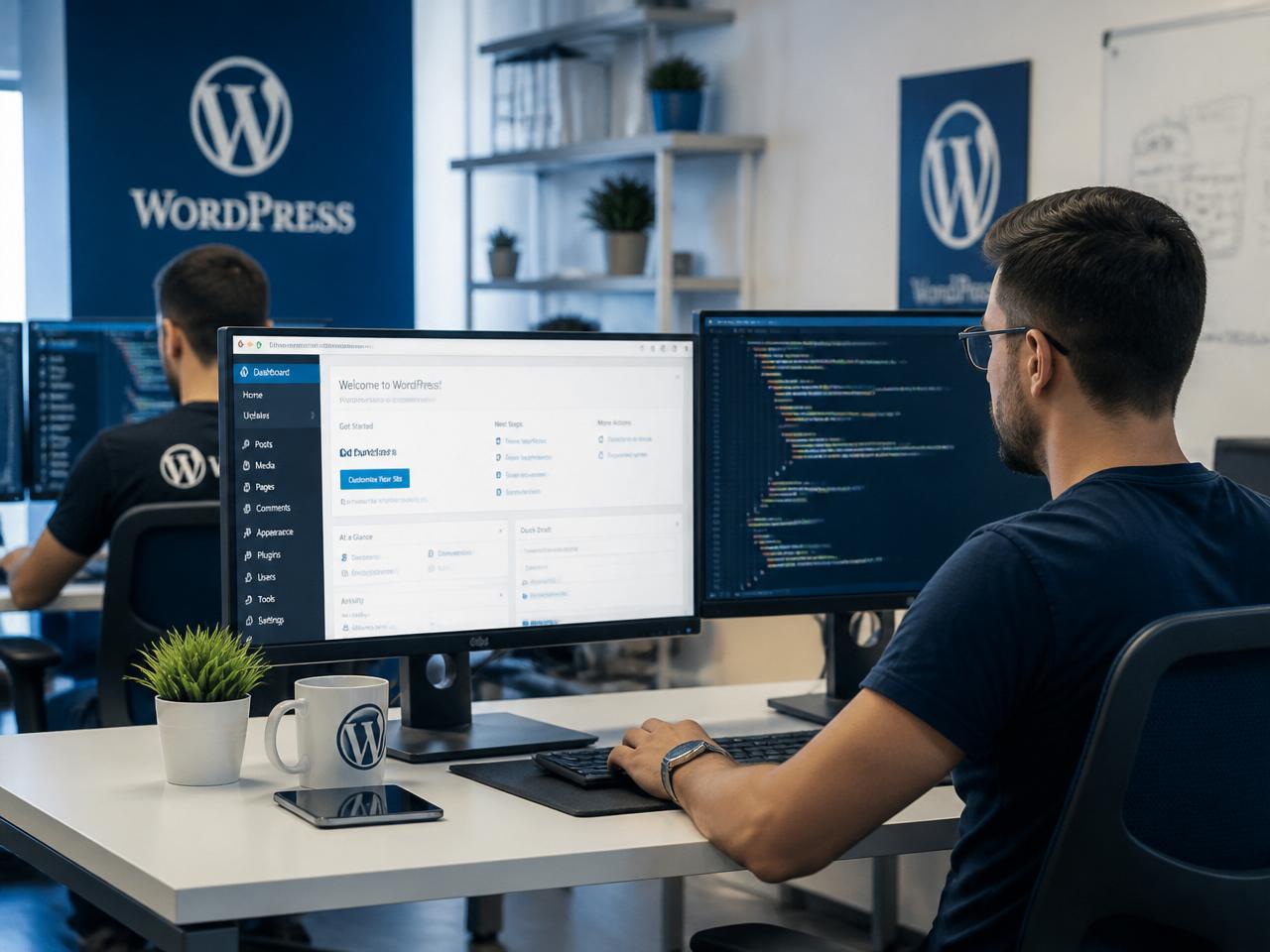 Equipe 100% WP trabalhando em sites WordPress