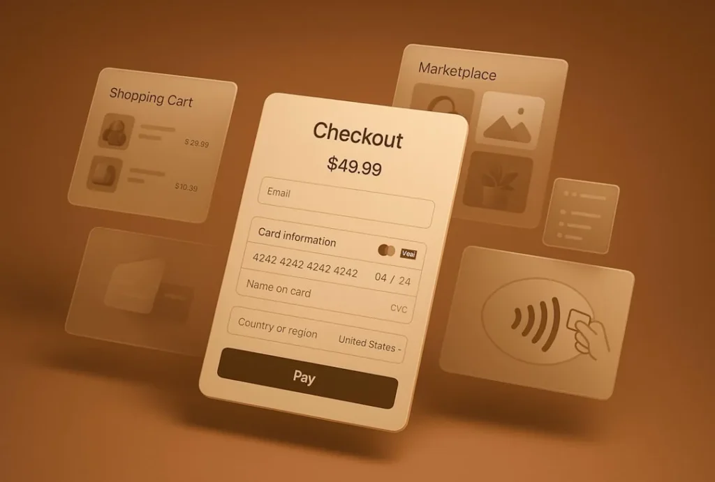 Ilustração de um carrinho de compras com símbolo de carregamento, representando checkout do WooCommerce travando